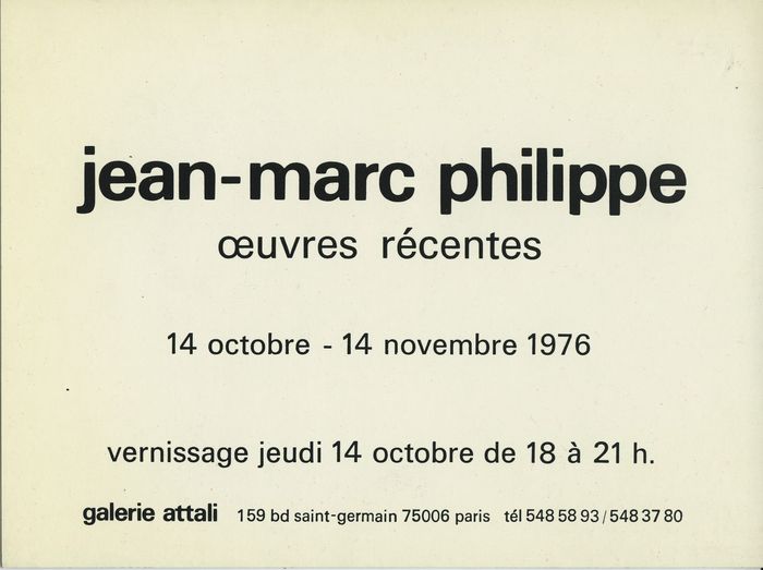 Œuvres récentes — Carton d'invitation, verso