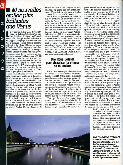 « Art spatial : ils ajoutent des étoiles au ciel », Ça m'intéresse, n° 68, octobre 1986, page 10