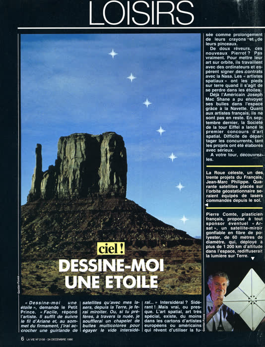 « Ciel ! Dessine-moi une étoile », La Vie, n° 2156, 25 – 31 décembre 1986, page 2
