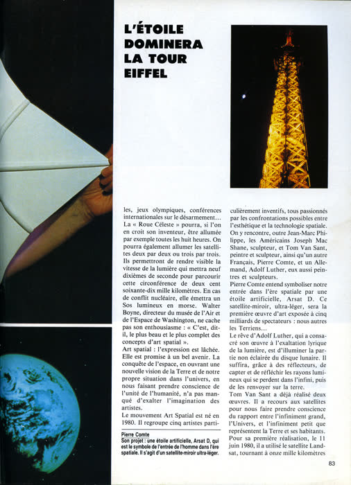 « Les pionniers de l'art spatial », Les Nouveaux Aventuriers, n° 2, juillet – août 1988, page 5