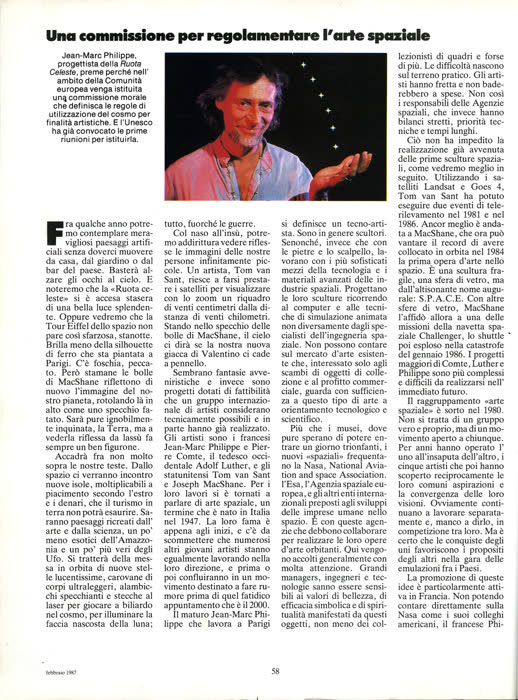 Reportage sur l'art spatial, pM (Arnoldo Mondadori, Milan), février 1987, page 12