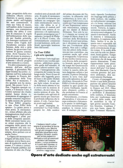 Reportage sur l'art spatial, pM (Arnoldo Mondadori, Milan), février 1987, page 13