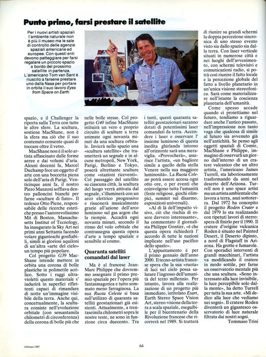 Reportage sur l'art spatial, pM (Arnoldo Mondadori, Milan), février 1987, page 16