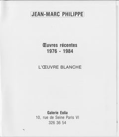 L'Œuvre blanche (catalogue de la galerie Eolia)