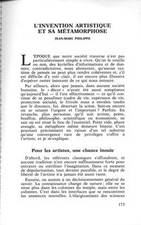 L'invention artistique et sa métamorphose — p. 173