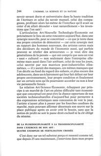 Matrice culturelle et création artistique : de l'exercice classique de son art à la transdisciplinarité — p. 244