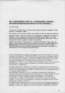 De l'infiniment petit à l'infiniment grand : matière / mémoire / interactivité / cosmos — p. 83